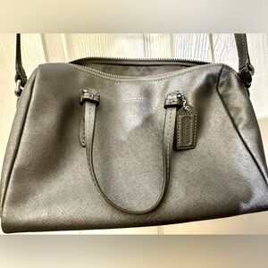 Coach Silver Leather Handbag with Matching Wallet